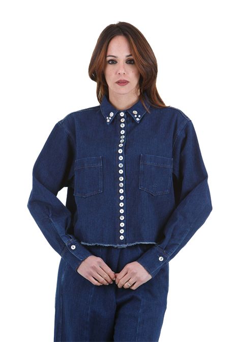 Camicia cropped in denim con bottoni in madreperla FORTE FORTE | Camicie | 13545BISMYSHIRT5019